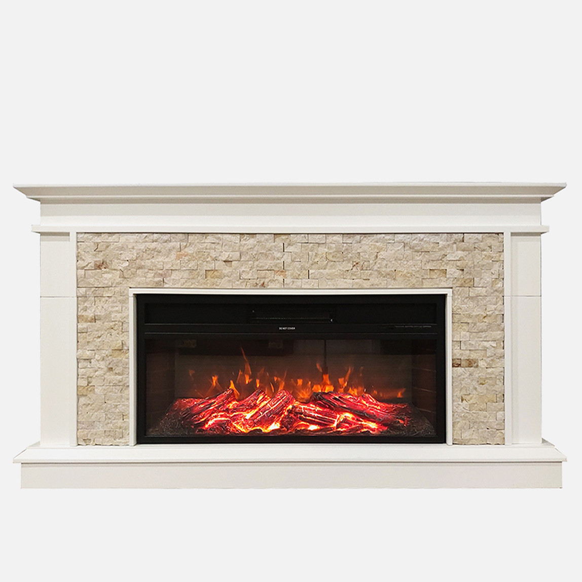    Dlc Tuvalu 1800W Doğaltaş Dekoratif Şömine Krem 