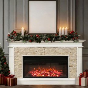 Dlc Tuvalu 1800W Doğaltaş Dekoratif Şömine Krem