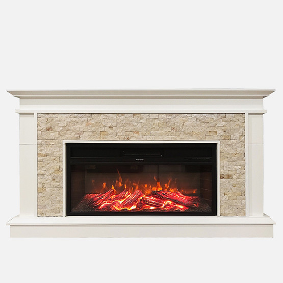 Dlc Tuvalu 1800W Doğaltaş Dekoratif Şömine Krem