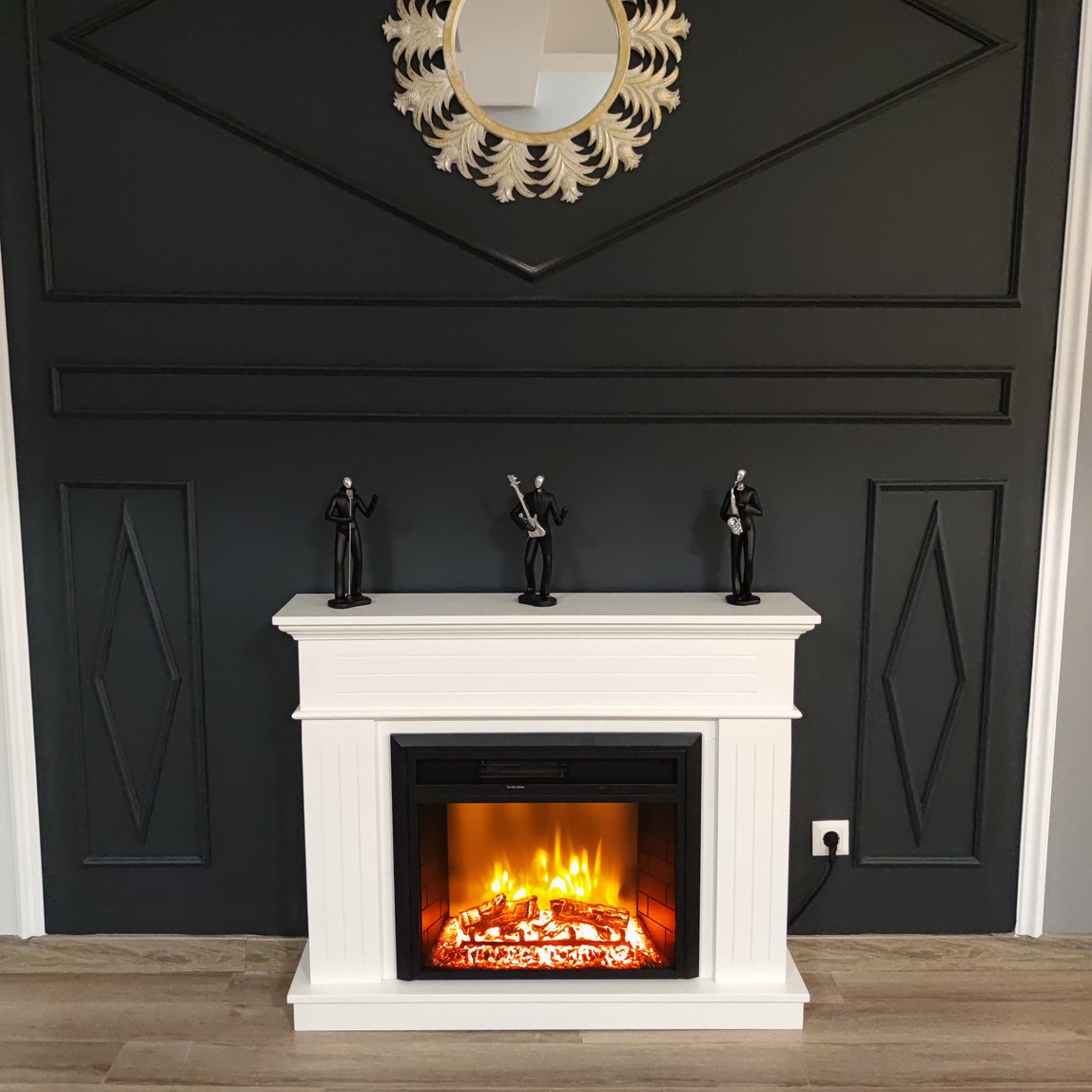    Dlc Alegre 1800W Çizgili Dekoratif Şömine Beyaz   