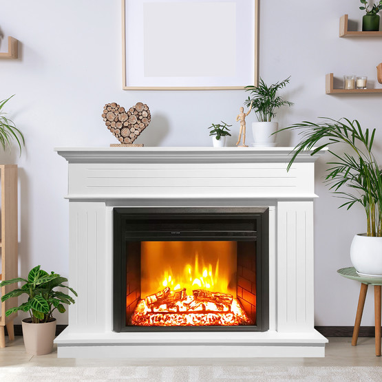 Dlc Alegre 1800W Çizgili Dekoratif Şömine Beyaz  