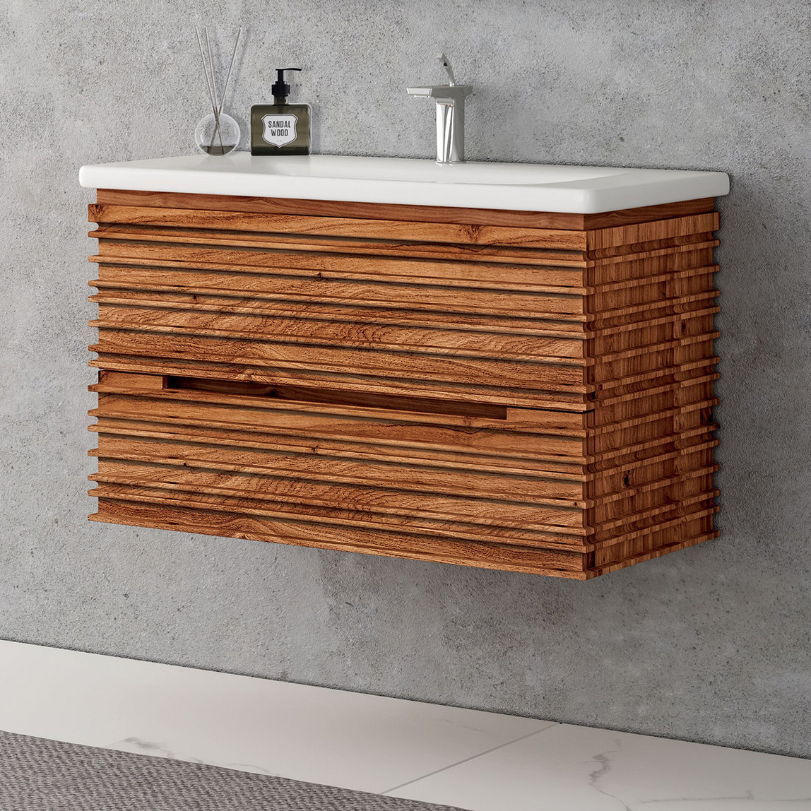    Gold Banyo Legendsa 90cm Banyo Dolabı Alt Modül Ceviz 