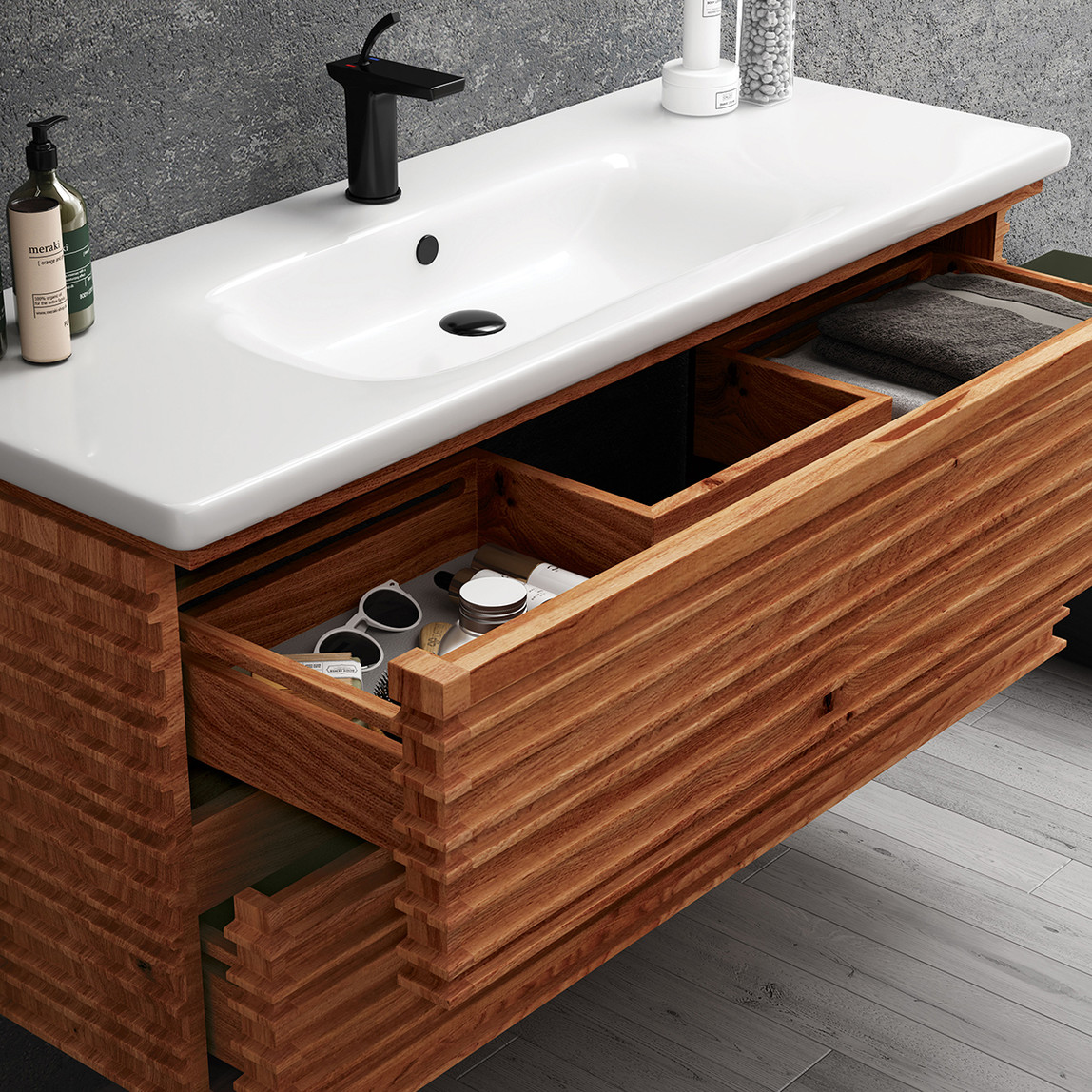    Gold Banyo Legendsa 120cm Banyo Dolabı Alt Modül Ceviz 