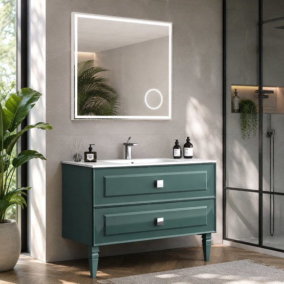 Gold Banyo Burberey Aynalı 98 cm Takım Banyo Dolabı Yeşil