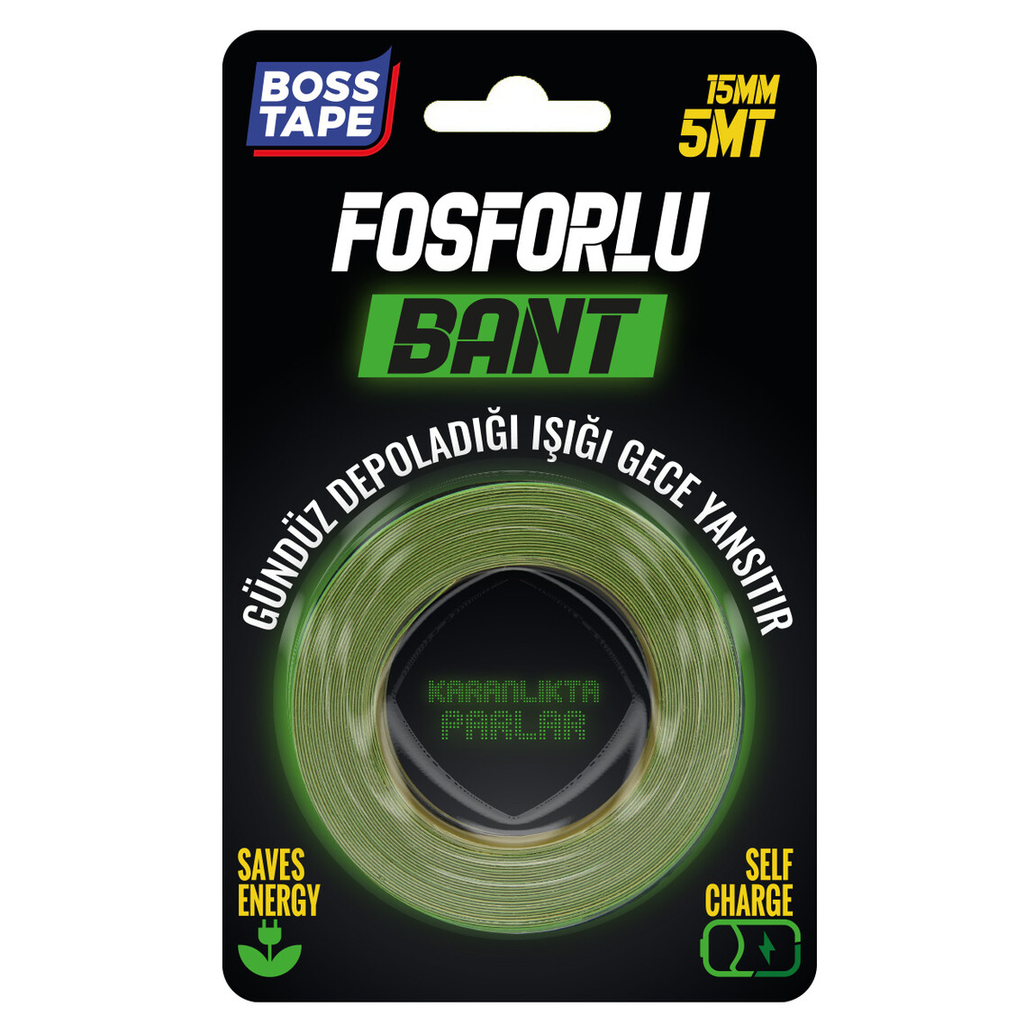    Boss Tape Fosforlu Bant 15 mm x 5 mt 