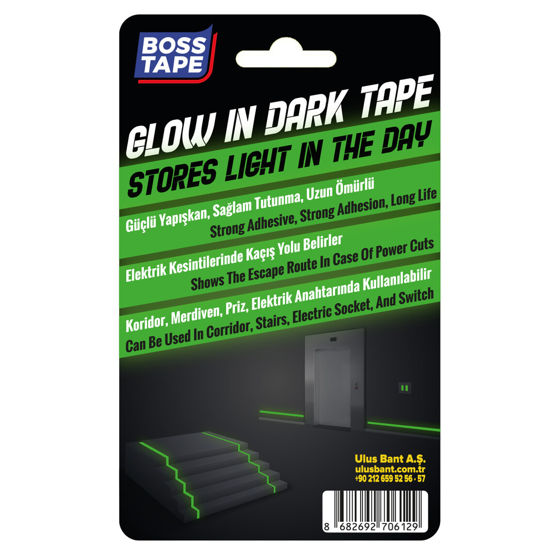    Boss Tape Fosforlu Bant 15 mm x 5 mt 