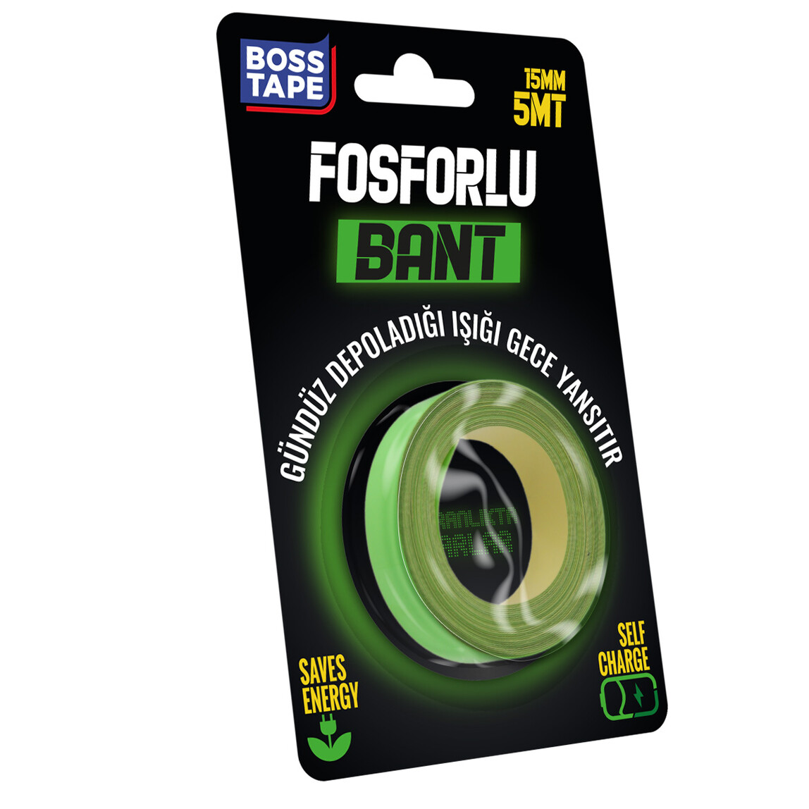    Boss Tape Fosforlu Bant 15 mm x 5 mt 