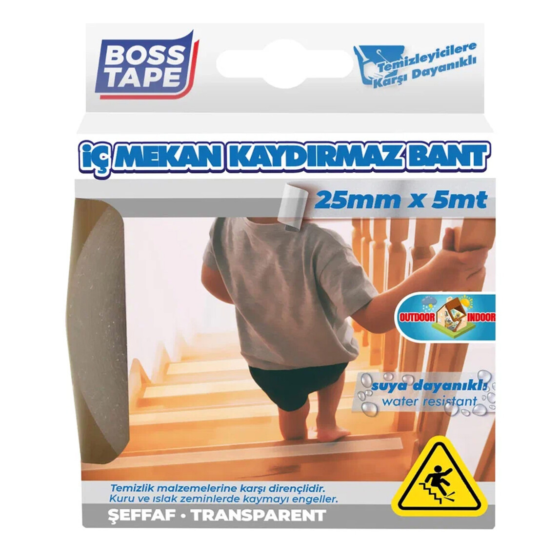    Boss Tape Zemin Kaydırmaz Bant Şeffaf 25 mm x 5 mt 