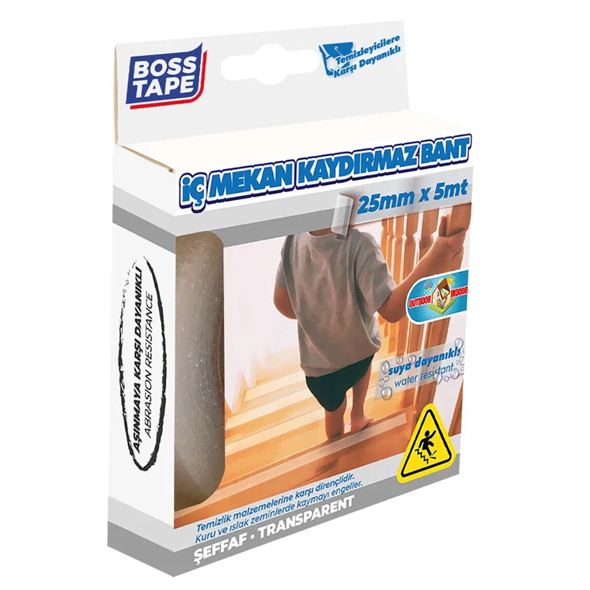    Boss Tape Zemin Kaydırmaz Bant Şeffaf 25 mm x 5 mt 