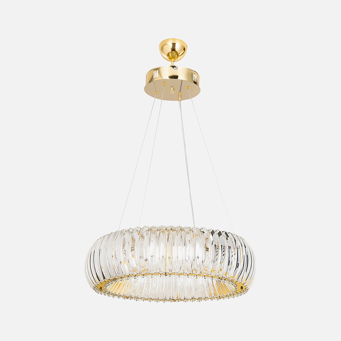    Sinera Altın Kristal Prizma Cam Kumandalı Tekli Sarkıt Avize 