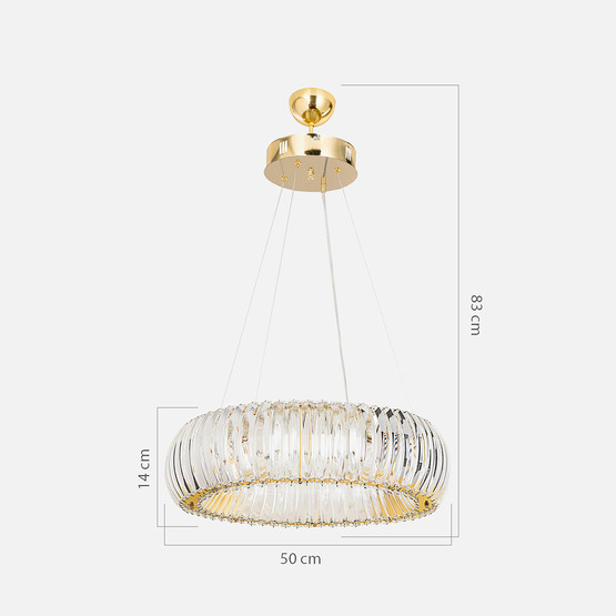 Sinera Altın Kristal Prizma Cam Kumandalı Tekli Sarkıt Avize