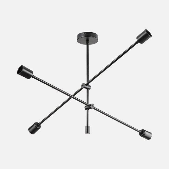 Ark Siyah Metal 4'lü Geometrik Avize