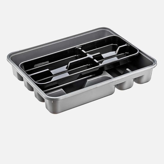 Dünya Plastik ABS Plastik 38.6x31.2 cm 12 Bölmeli Çekmece İçi Kaşıklık Gri