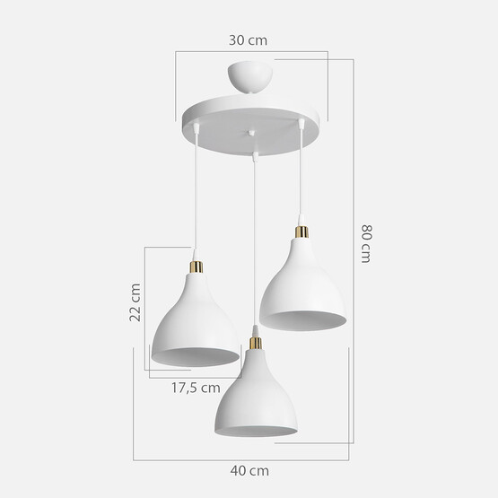 Ronda 3'lü Sarkıt Avize Beyaz