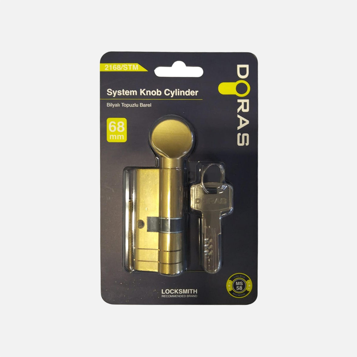    Doras Pirinç Topuzlu Barel 68mm.Sarı  