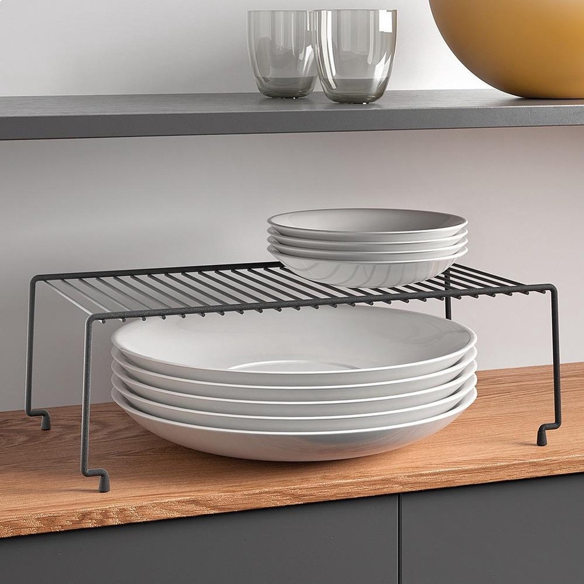    Metaltex Brooklyn Pvc Tek Katlı Dolap İçi Siyah Mutfak Rafı 