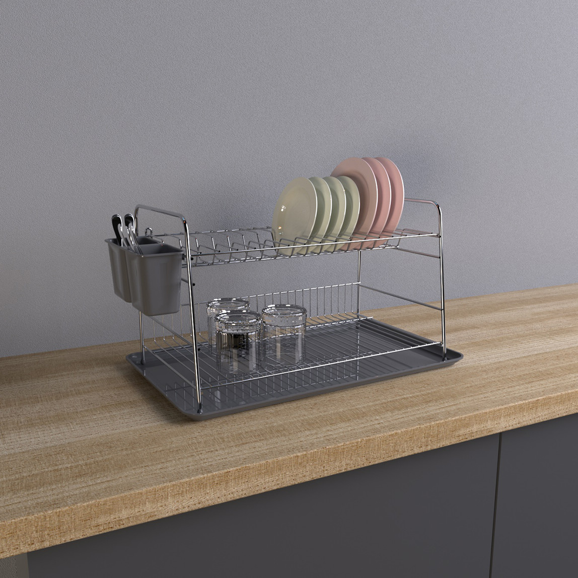    Metaltex Dikdörtgen 2 Katlı Tablalı Krom Bulaşıklık 