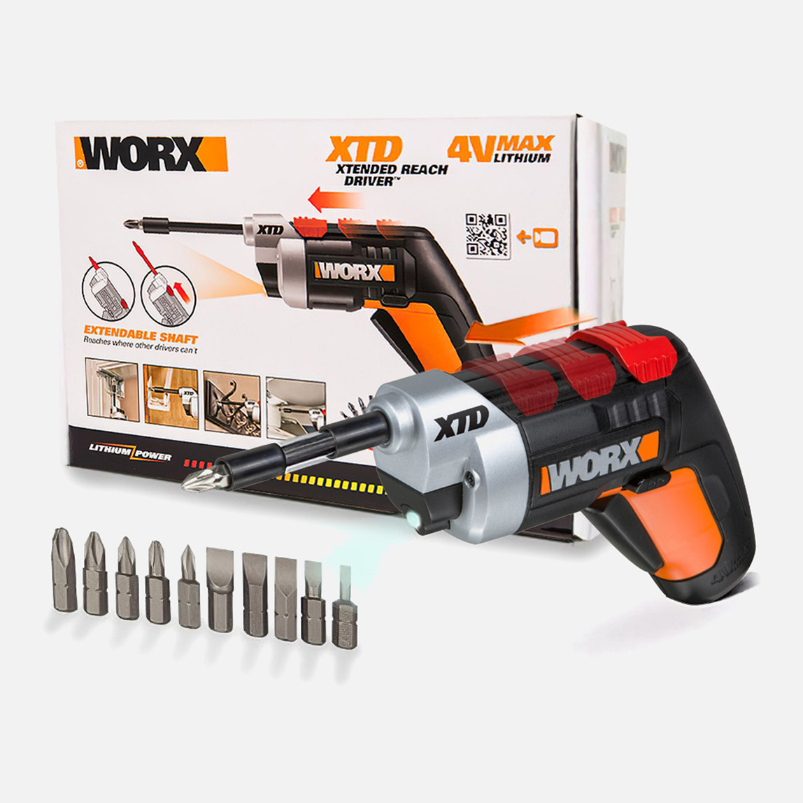    Worx WX252 4 V 1.5 Ah Tek Akülü Li-ion Darbesiz Akülü Vidalama + 10 adet Bits Uç   