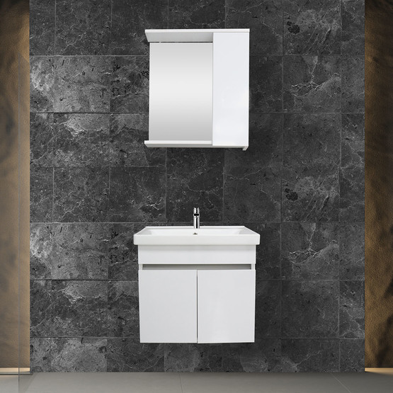 Koza Aynalı 60 cm Takım Banyo Dolabı Beyaz