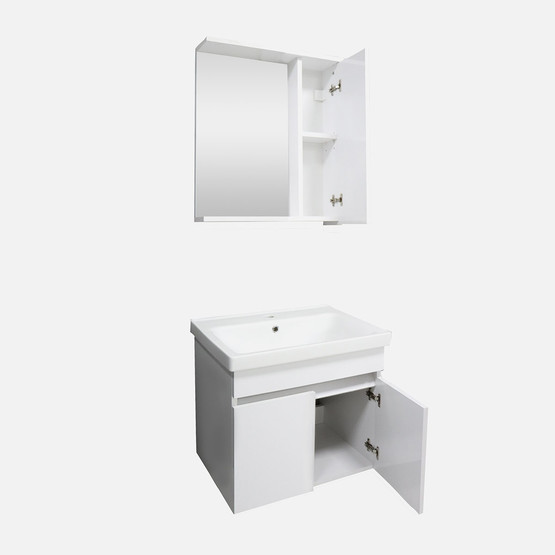 Koza Aynalı 60 cm Takım Banyo Dolabı Beyaz