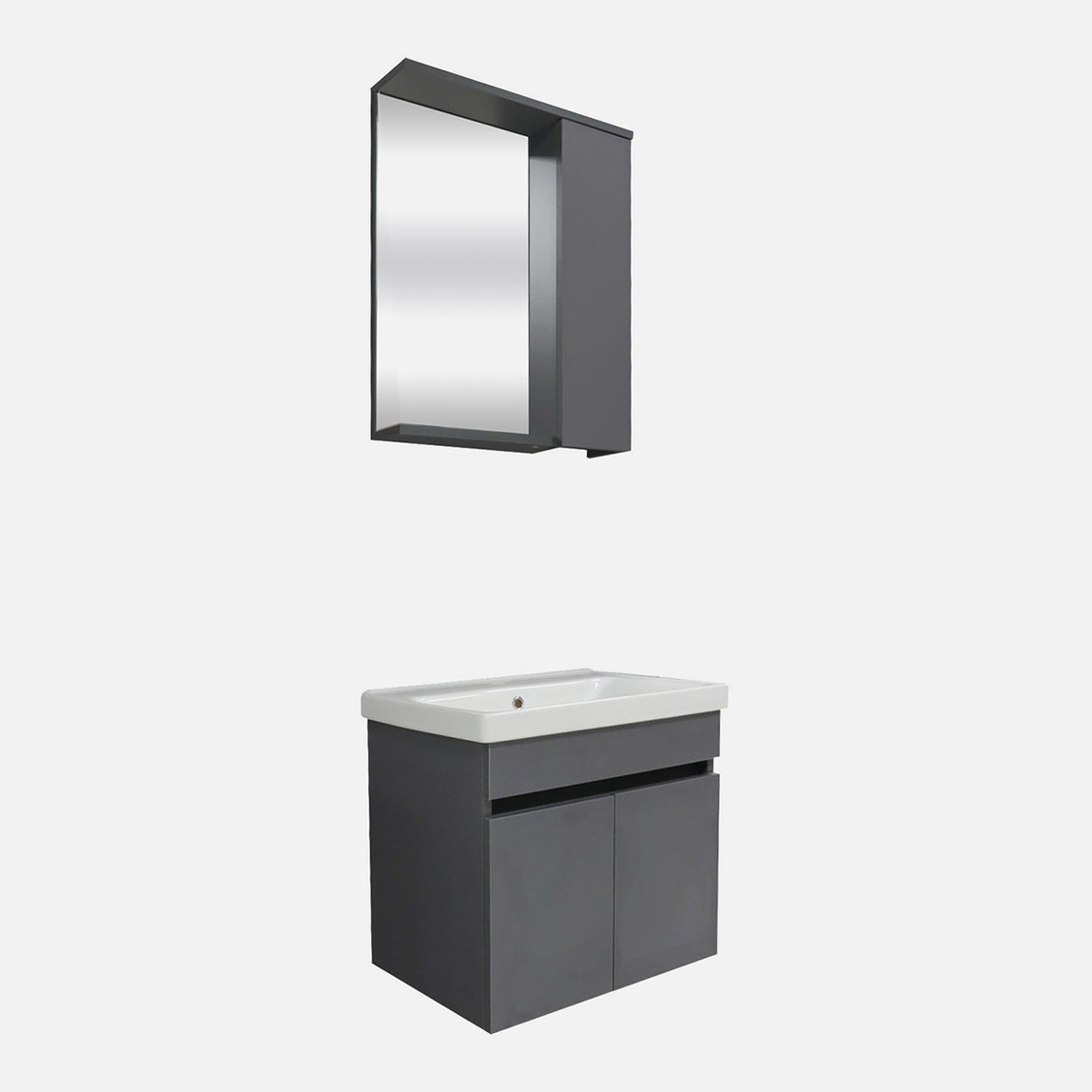    Arya Aynalı 60 cm Takım Banyo Dolabı Antrasit 