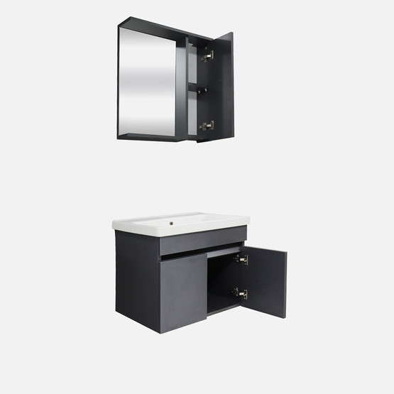 Arya Aynalı 60 cm Takım Banyo Dolabı Antrasit