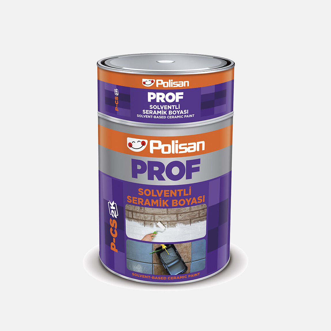    Polisan 3 KG Profesyonel P-CS 2K Solvent Bazlı Gri Seramik Boya 