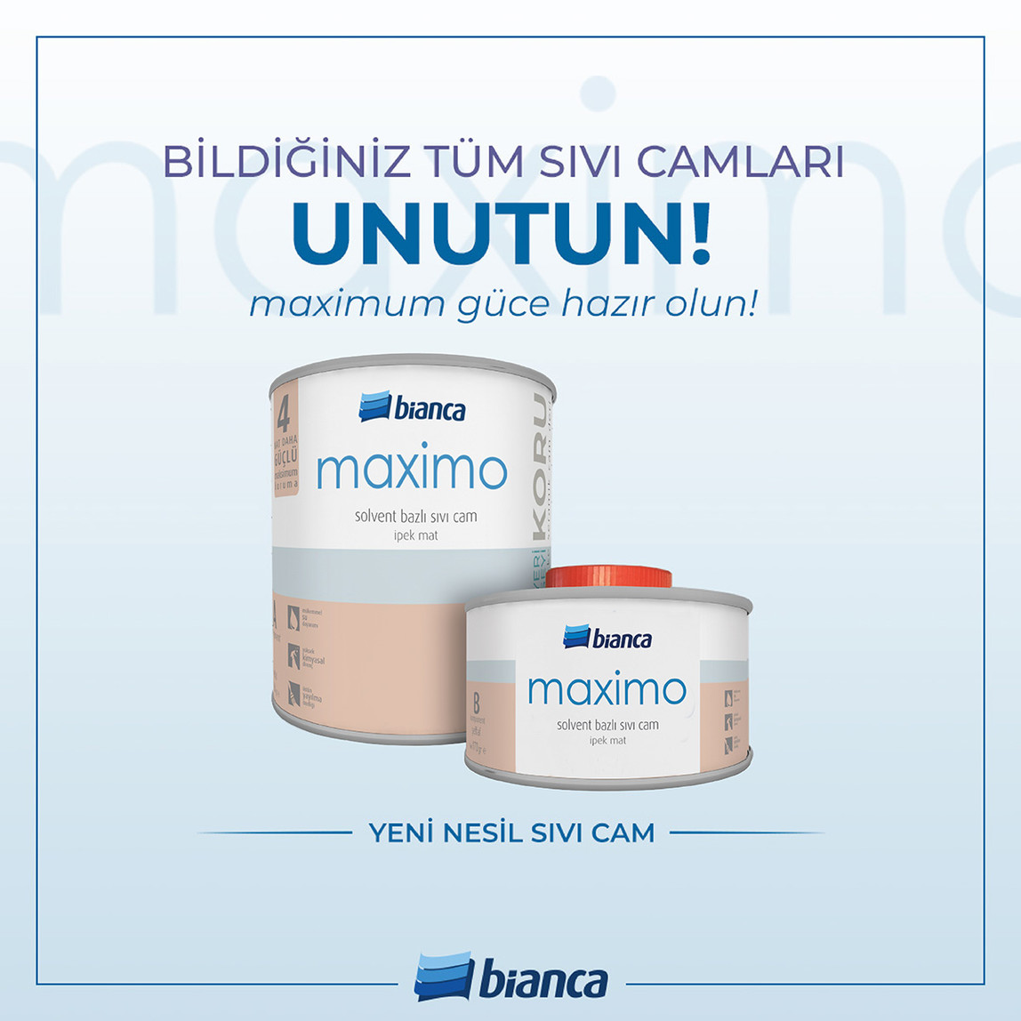    Bianca Maximo Solvent Bazlı Sıvı Cam İpek Mat 0,5L  