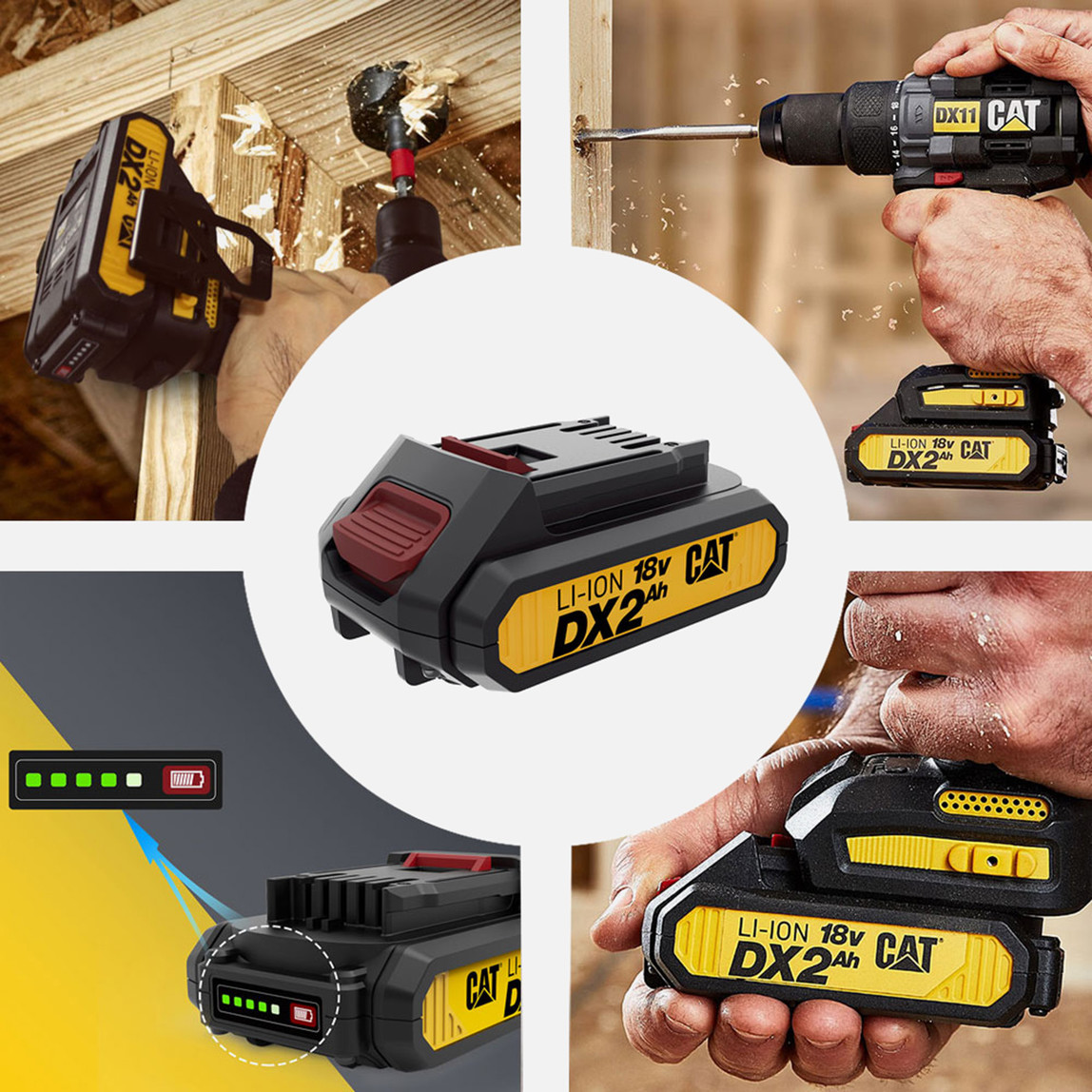    CAT DXB2 18 V 2 ah. Li-ion 5 Kademeli Akü 
