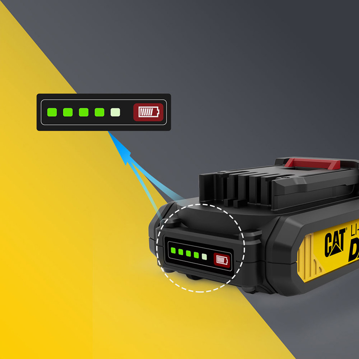    CAT DXB2 18 V 2 ah. Li-ion 5 Kademeli Akü 