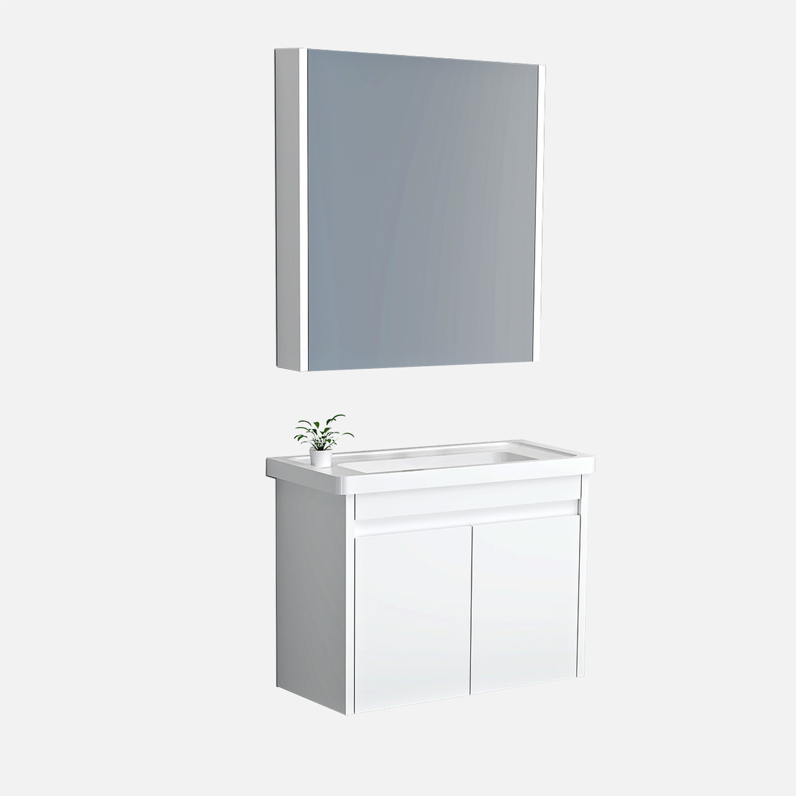    Polka Aynalı 65 cm Takım Banyo Dolabı Beyaz 