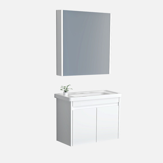 Polka Aynalı 65 cm Takım Banyo Dolabı Beyaz