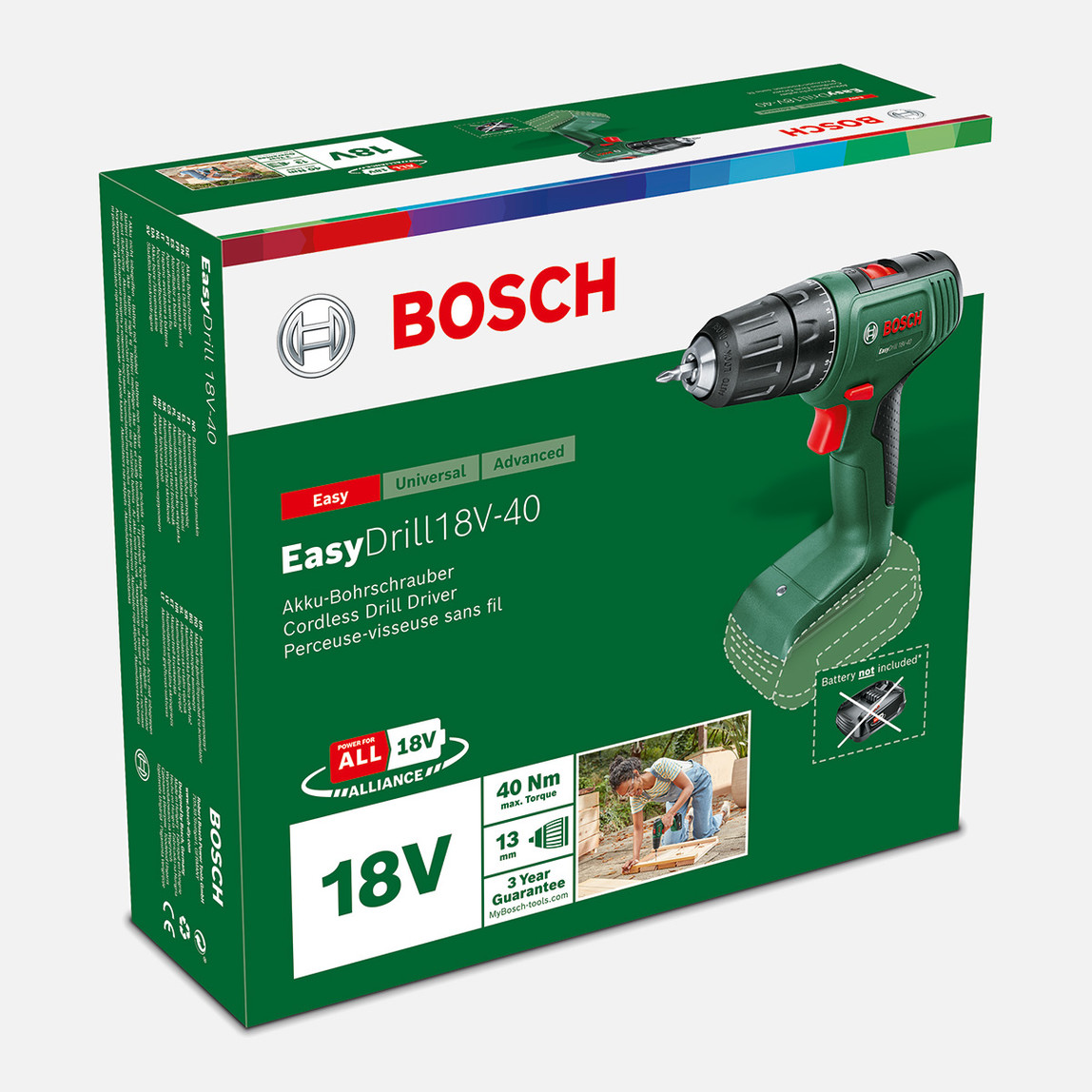    Bosch EasyDrill 18V-40 -Solo Akülü Vidalama (Akü ve Şarj Cihazı Dahil Değildir.) 