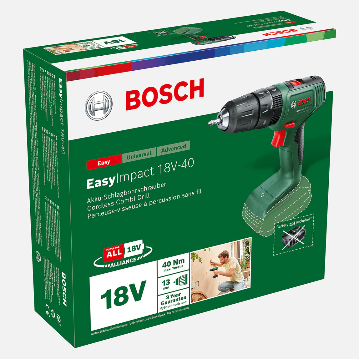    Bosch EasyImpact 18V-40 -Solo Vidalama (Akü ve Şarj Cihazı Dahil Değildir.) 