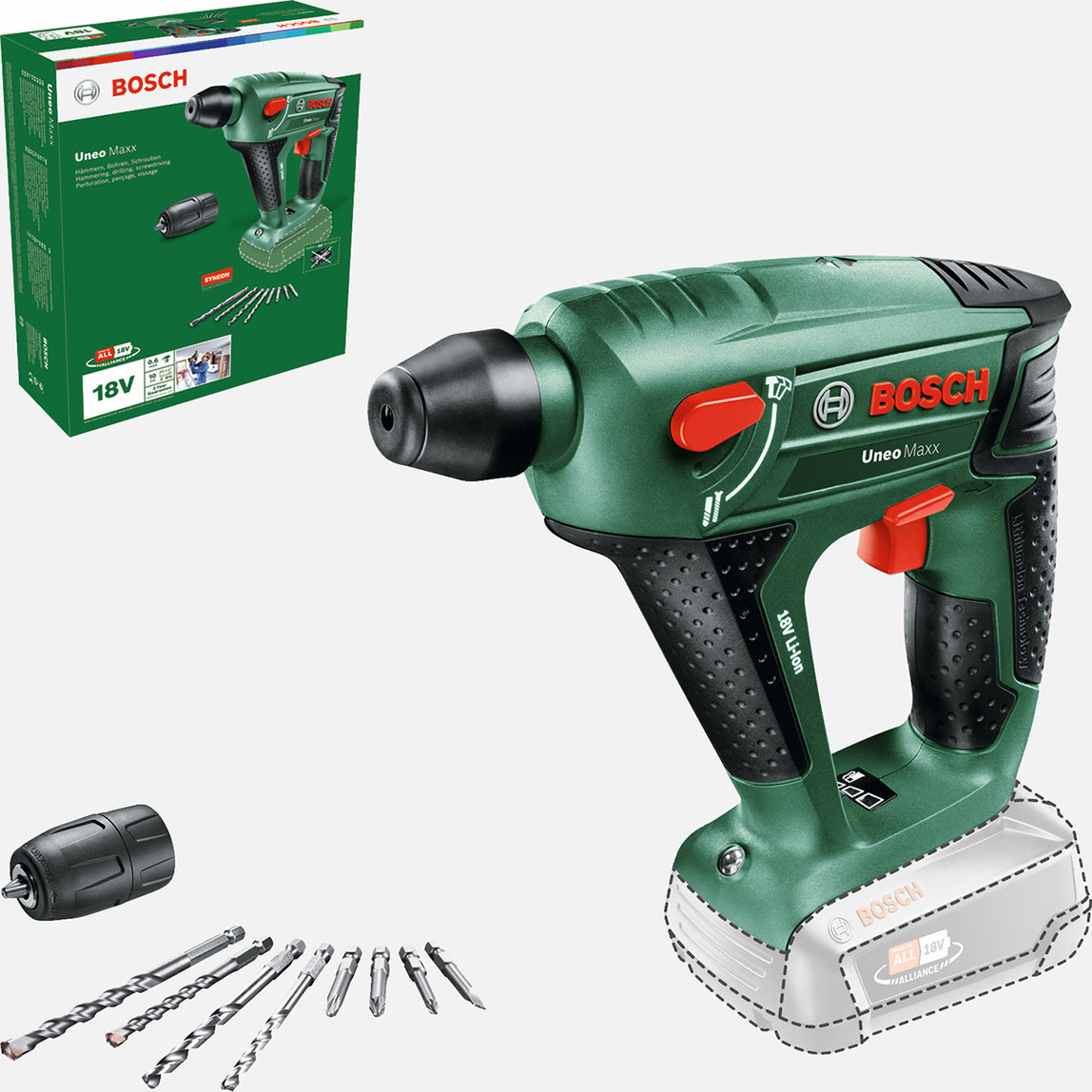    Bosch UNEO Maxx 18V Akülü Kırıcı Delici (Solo, Karton kutu) (Akü ve Şarj Cihazı Dahil Değildir.) 