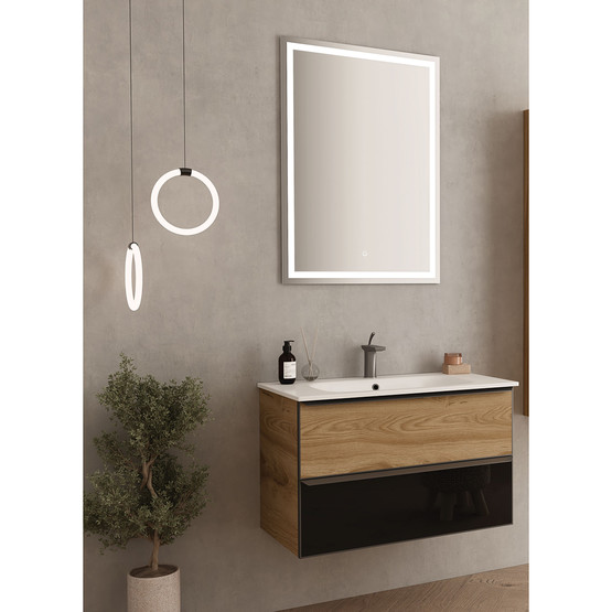 Gold Banyo Jesse Aynalı 80 cm Takım Banyo Dolabı Siyah