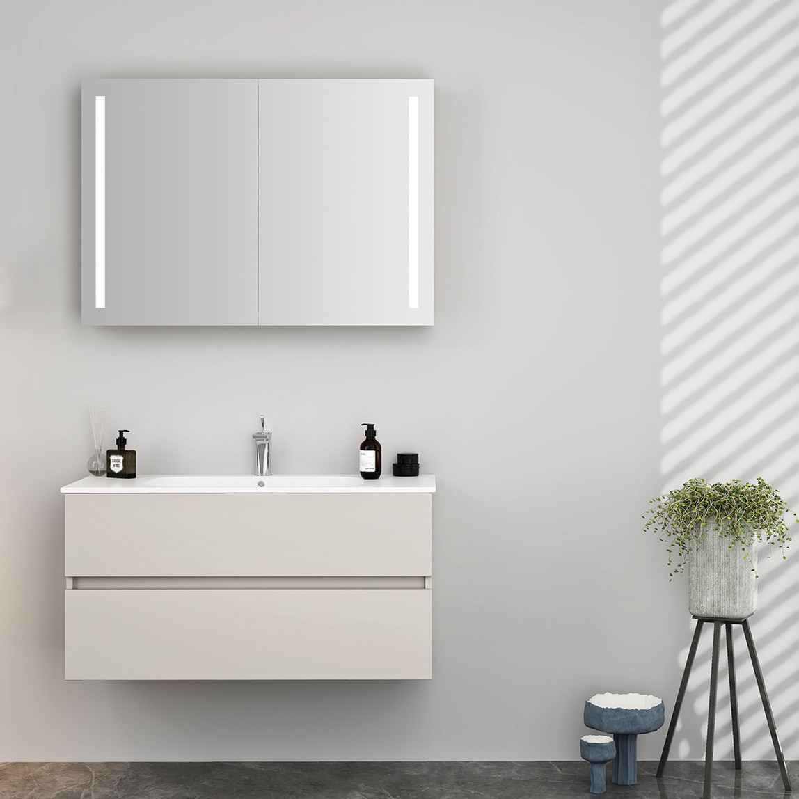    Gold Banyo Mabel Aynasız 100 cm Takım Banyo Dolabı Beyaz 