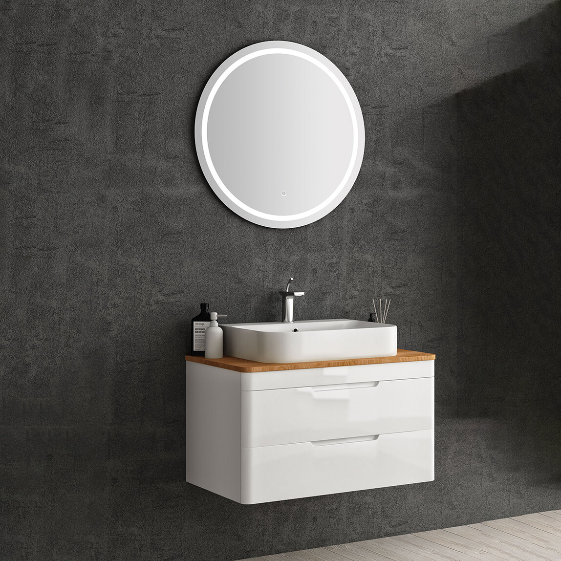    Gold Banyo Picasso Aynalı 80 cm Takım Banyo Dolabı Beyaz 