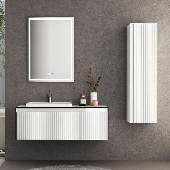 Gold Banyo Tiffany Aynalı 120 cm Takım Banyo Dolabı Beyaz