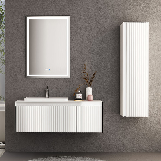 Gold Banyo Tiffany Aynalı 120 cm Takım Banyo Dolabı Beyaz