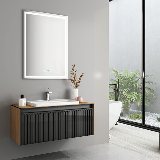 Gold Banyo Tiffany Aynalı 100 cm Takım Banyo Dolabı Siyah