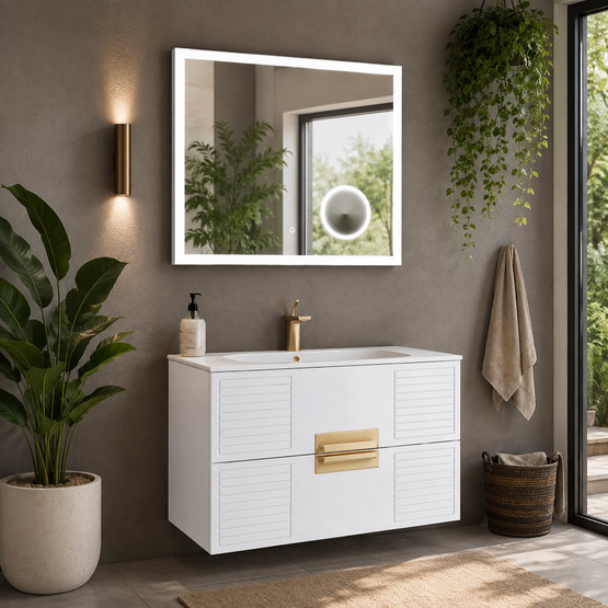 Gold Banyo Oscar Aynalı 78 cm Takım Banyo Dolabı Beyaz