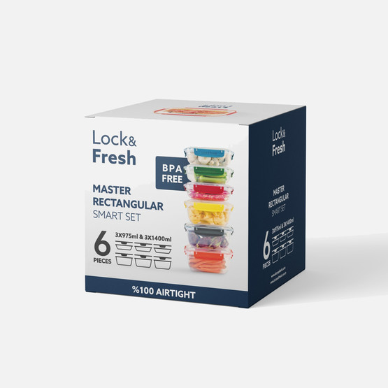 Dünya Plastik 6'lı Master Dikdörtgen Set Contalı Saklama Kabı 