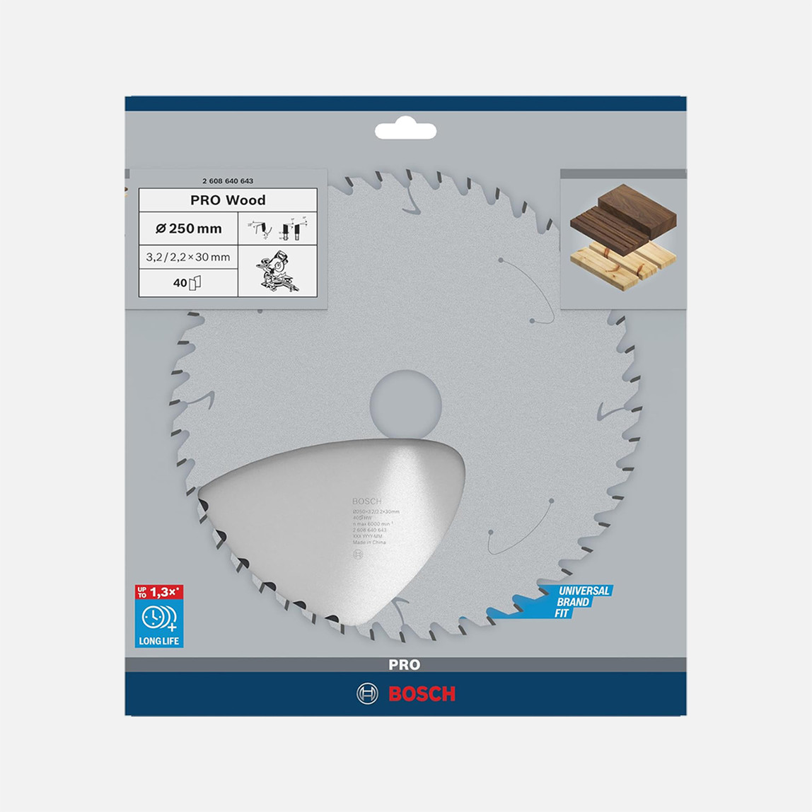    Bosch 2608640643 dairesel testere bıçağı Optiline Wood 250 x 30 x 3,2 mm, 40 