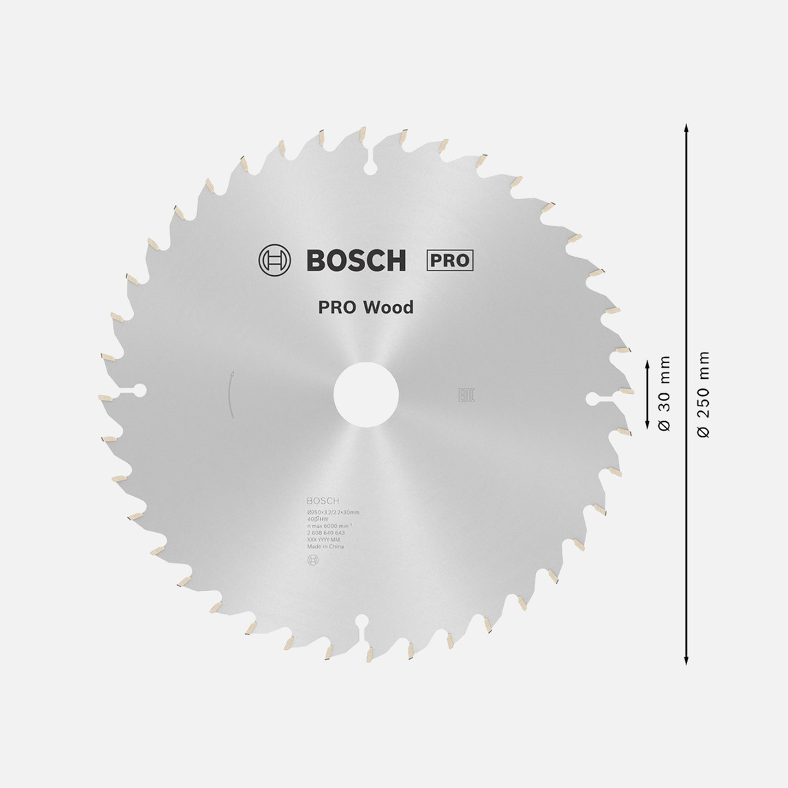    Bosch 2608640643 dairesel testere bıçağı Optiline Wood 250 x 30 x 3,2 mm, 40 