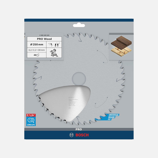 Bosch 2608640643 dairesel testere bıçağı Optiline Wood 250 x 30 x 3,2 mm, 40