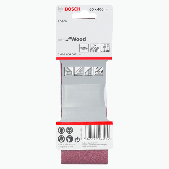 Bosch Dıy Zımpara 60x400 mm K60/80/100 Deliksiz 3'lü