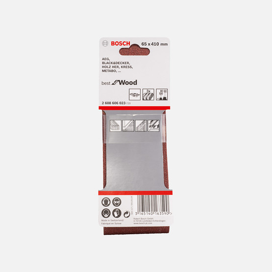 Bosch Dıy Zımpara 65x410 mm K60/80/100 Deliksiz 3'lü