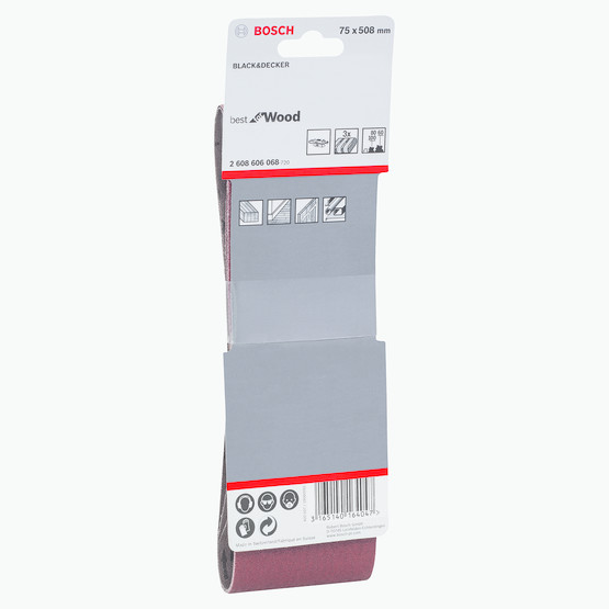 Bosch Dıy Zımpara 75x508 mm K60/80/100 Deliksiz 3'lü