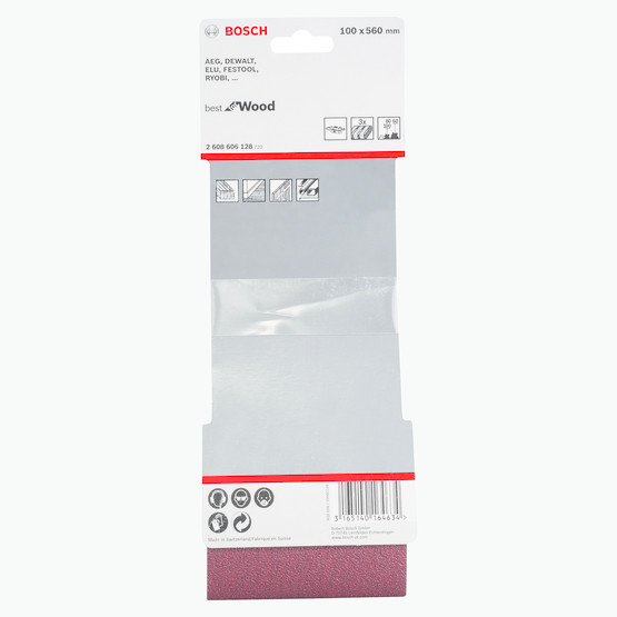 Bosch Dıy Zımpara 100x560 mm K60/80/100 Deliksiz 3'lü
